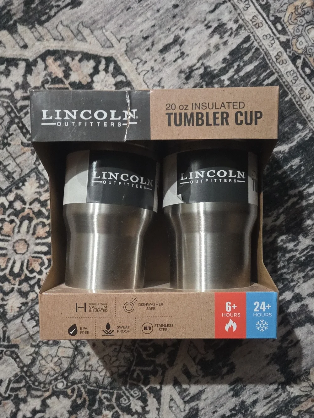 Stainless Steel 20 oz Insulated Tumbler Cups - Silver (2 Pack)